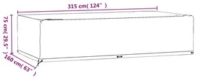 Capas p/ mobília jardim 2 pcs 12 ilhós 315x160x75 cm retangular