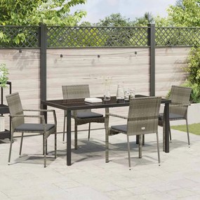 Conjunto de Cadeiras de Jardim de 4 com almofada 5 pcs Cinzeto