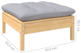 6 pcs conjunto lounge de jardim c/ almofadões cinza pinho