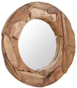 Espelho decorativo em teca 80 cm redondo