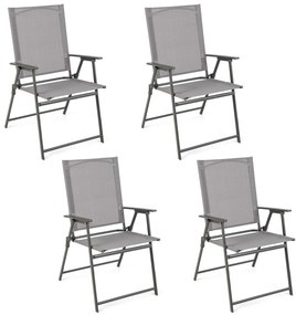Conjunto de 4 cadeiras dobráveis para pátio com estrutura de metal à prova de ferrugem - Branco