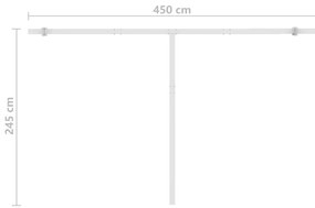 Toldo retrátil manual independente 450x300 cm azul e branco
