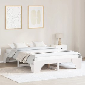 Estrutura de Cama Branca Madeira 140 x 200 cm Minimalista