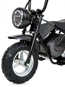 Mini moto eléctrica 300W 36V para crianças +5 anos, até 70Kg inclui 1 par de rodas PRETA-METALICO