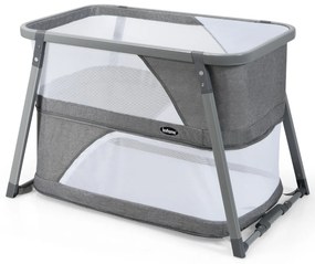 Cama de baloiço para bebé 3 em 1 dobrável com colchão macio 106,5 x 63,5 x 71 cm cinzento
