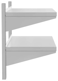 Estante parede 2 prateleiras 75x40x60 cm aço inoxidável prata