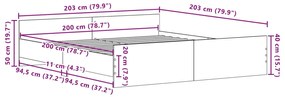 Cama vidaXL Artisan Carvalho 200x200 cm Madeira Ingenierada