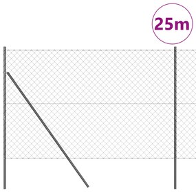 Cerca de Cadeia Conjunto de 2 Cinza Aço 25 x 1,5 m Durável