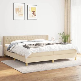 vidaXL Cama com molas/colchão 200x200 cm tecido cor creme