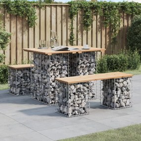 vidaXL Banco de jardim c/ design gabião 100x70x72 cm pinho maciço