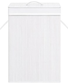 Cesto para roupa suja c/ secção única bambu branco