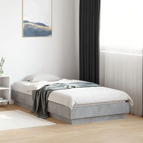 Estrutura de cama 90x190 cm derivados de madeira cinza cimento