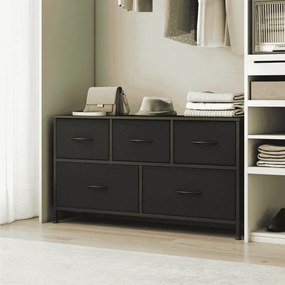 Cómoda com 5 gavetas de tecido 30 x 98,8 x 52,2 cm Preta