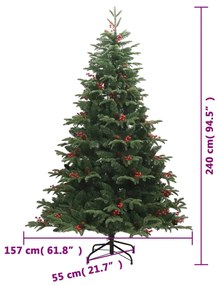 Árvore de Natal artificial articulada c/ pinhas e bagas 240 cm