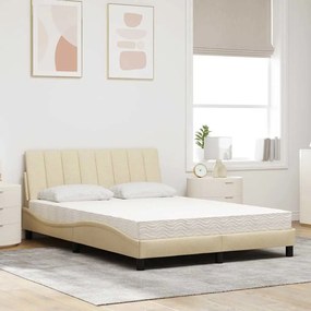 Cama com colchão 120x200 cm tecido cor creme