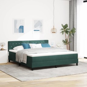 Cama Box Springs vidaXL com Colchão Verde Escuro Super King Veludo