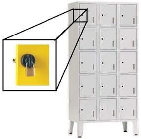 Cacifos Metálicos Triplo Cinza 15 Cacifos 1900x900x500mm Cadeado