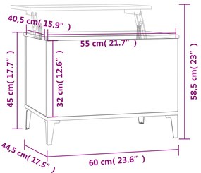 Mesa de centro 60x44,5x45 cm derivados de madeira cinza sonoma