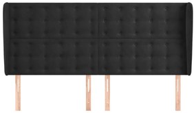 Cabeceira de cama c/ abas veludo 183x23x118/128 cm preto