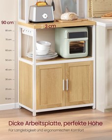 Armário de cozinha com tomadas e ganchos 40 x 60 x 170 cm Dourado Cravalho + Branco