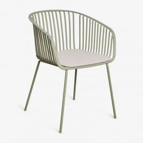 Pack De 4 Cadeiras De Jardim Com Apoios De Braços Em Aço E Polipropileno Aradina Verde Laurel - Sklum