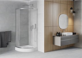 Mexen Rio cabine de duche semicircular 70 x 70 cm, fosco, cromado + base de duche, branco - 863-070-070-01-30-4710
