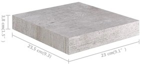 Prateleiras de parede 4 pcs 23x23,5x3,8cm MDF cinzento-cimento