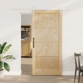 Porta Deslizante vidaXL com Conjunto de Hardware 93x202 cm Madeira Mas
