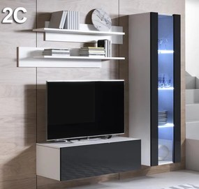 Conjunto de Móveis de Sala Figueiró – 1,6 m – Modular em Branco e Pret