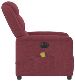 Poltrona reclinável de massagens elétrica tecido vermelho tinto