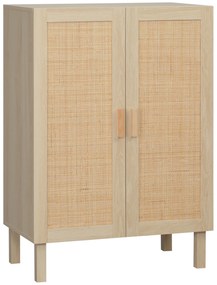HOMCOM Aparador de Sala de Estar com 2 Portas de Rede e Prateleiras Ajustáveis Armário para Sala de Estar Escritório Dormitório Estilo Cannage Anti-Tombo 73x41x102cm Madeira