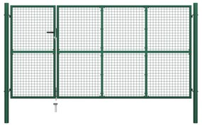 vidaXL Portão de jardim 350x150 cm aço verde