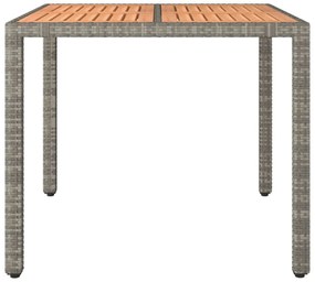 Mesa de jardim c/ tampo de madeira vime PE/acácia maciça cinza