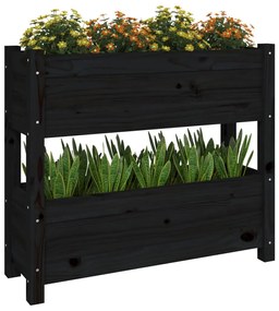 Vaso/floreira 77x25x66 cm madeira de pinho maciça preto