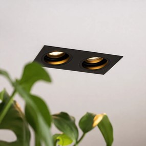 Foco embutido quadrado preto ajustável 2 luzes - Chuck