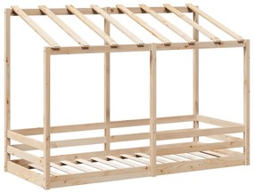Cama infantil com telhado 75x190 cm madeira de pinho maciça