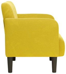 Poltrona com apoio de braços 54 cm veludo amarelo