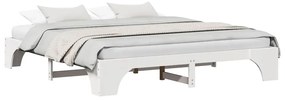 Cama Branca 200x200 cm de Madeira de Pinheiro Sólido