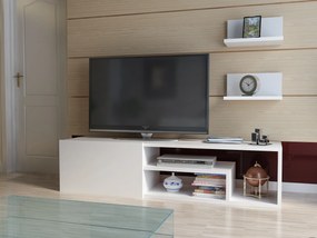 Móvel de TV "Zeplin" com Prateleiras de Parede – Branco - 120x29.6x29.