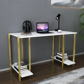 Secretária Academy – Branco Dourado – 125,2 x 60 x 73,8 cm