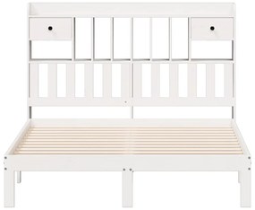 Cama com estante sem colchão 135x190 cm pinho maciço branco