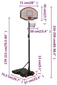 Tabela de basquetebol 216-250 cm polietileno preto