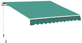 Toldo Manual Retrátil com Manivela 295x245 cm Toldo Enrolável para Janela Portas Balcão Terraço Exterior Verde