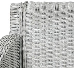Cadeira de jantar com almofadão vime natural cinzento