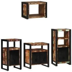 vidaXL Conjunto de Móveis para Banheiro com prateleira com armazenamento com porta 4 pcs