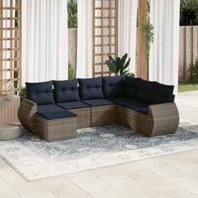 vidaXL 8 pcs conjunto sofás p/ jardim c/ almofadões vime PE cinzento