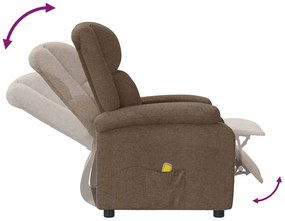 Poltrona de massagens reclinável tecido castanho