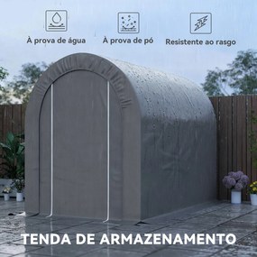 Abrigo de Jardim para Bicicletas com Estrutura em Aço, Porta com Fecho, Impermeável 2,4x1,6x1,9 m Cinzento Claro