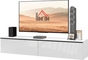 Móvel de TV suspenso com armário 160 x 35 x 30 cm, para televisores até 70 polegadas, acabamento brilhante, branco