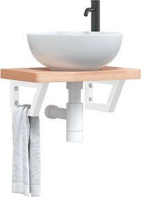 vidaXL Suportes de prateleira p/lavatório 2pcs aço trapezoidais branco